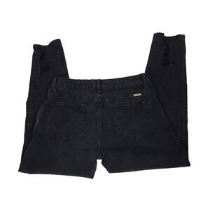 Kancan Women's Black Denim Colored Jeans Rip Straight Leg Mid Rise Goth Vamp 29